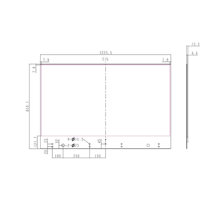 Прозрачный OLED-дисплей LG 55EW5F (FullHD 55) чертеж размеры